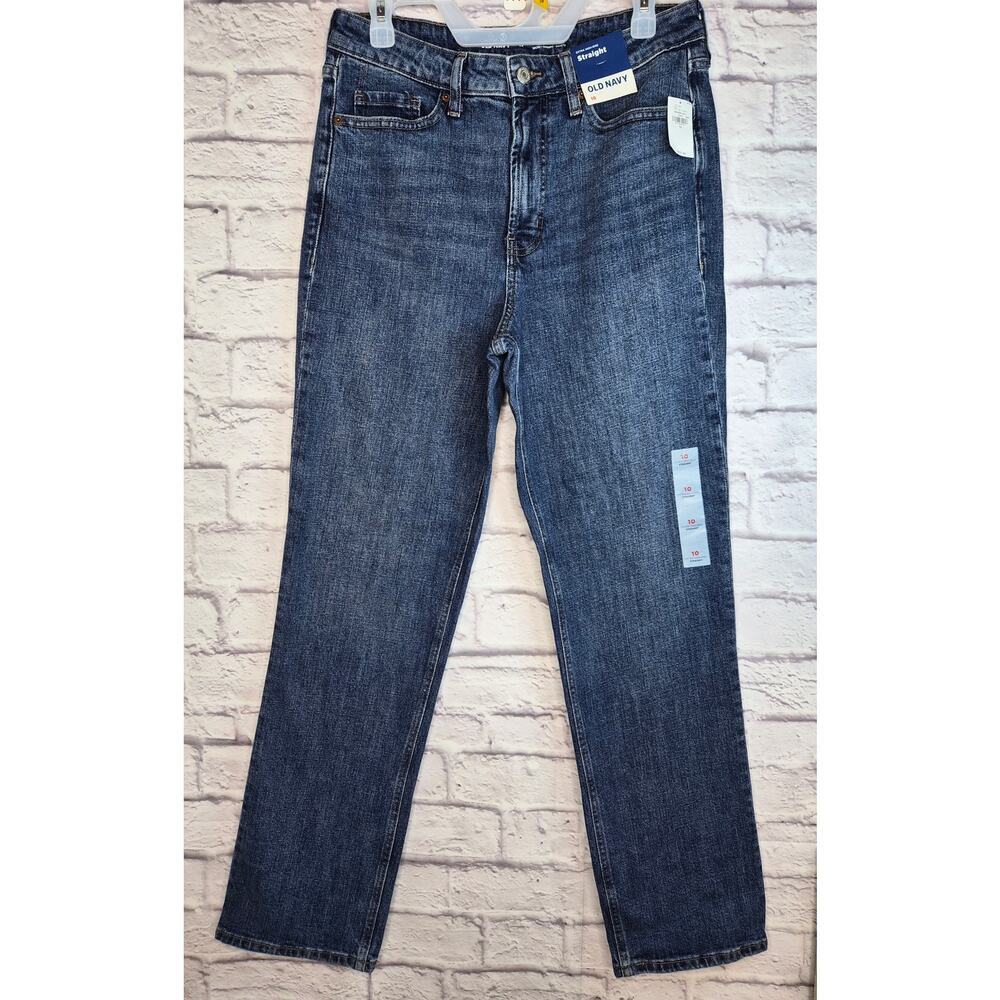 NWT Old Navy Extra High Rise Straight Jeans Womens 10 Blue Acid Wash 805690